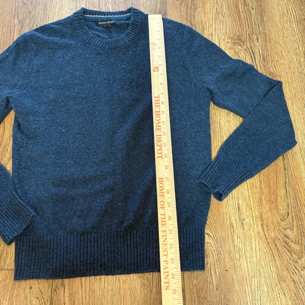 Banana Republic Mens Dark Blue‎ Heather Wool Blend Crew Neck Knit Sweater Small